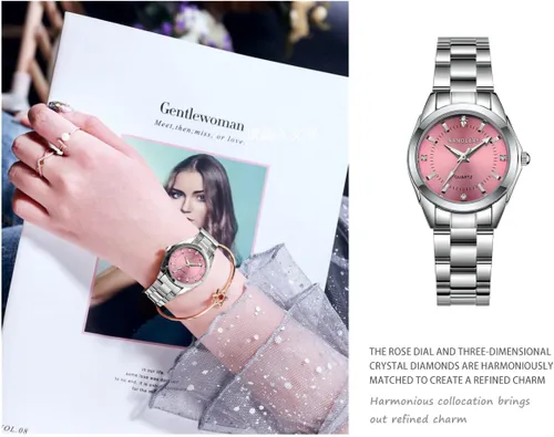 Vista 5 de NANOLEAF Reloj de moda para mujer, casual, clásico, de cuarzo, de acero inoxidable, impermeable, luminoso, para mujer