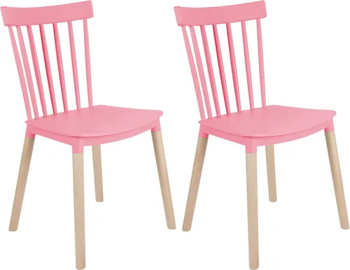 Vista 20 de DSW - Sillas de comedor de plástico modernas sin brazos con patas de madera para estar, dormitorio, cocina, comedor, sala de espera, restaurantes
