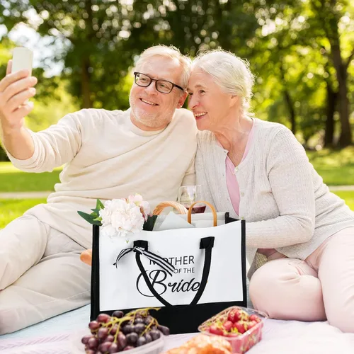Vista 6 de Aoriher 2 bolsas de lona de regalo para madre de novia y novio, boda