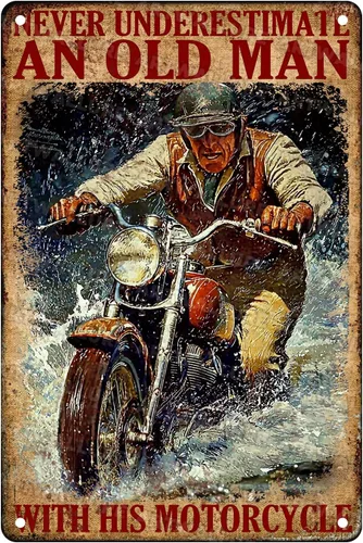 Vista 13 de ARTWALLURE Letrero de metal vintage de motocicletas con texto en inglés «Girl Biker No One is Perfect Except Woman Rides» para cafetería, bar