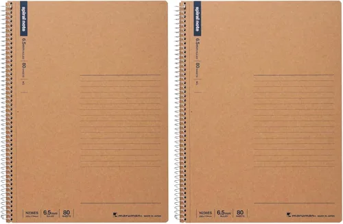Vista 7 de Maruman N237 - Cuaderno con anillas, 0.26 pulgadas (0.256 in), a rayas, básico, A5, 40 piezas, juego de 10