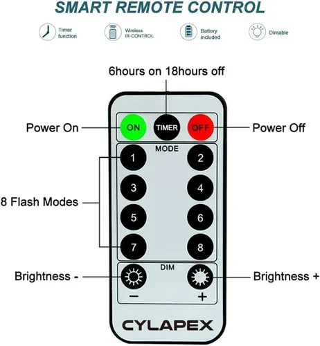 Vista 8 de Tira de luces led rutilantes con 20 luces de hadas led micro Cylapex, en cable de cobre revestido de plata de 3.3 pies, funciona con dos