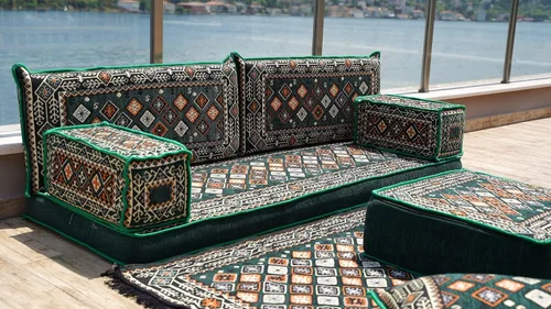Vista 4 de arabicsofa Asiento de sofá tradicional de Oriente Medio, cojín modular hecho a mano con almohadas de respaldo
