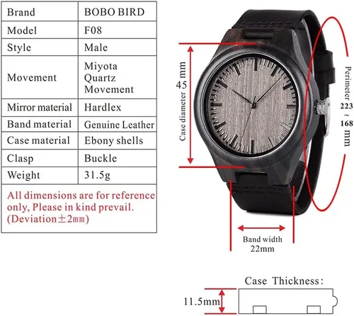 Vista 8 de Reloj de pulsera en madera con mensaje gravado personalizado para hombre, regalo para esposo, novio, padre, hijo, familiares y amigos