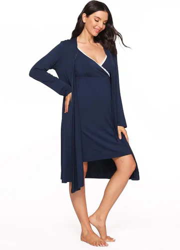 Vista 2 de Latuza Conjunto de camisón y bata de lactancia de viscosa para mujer