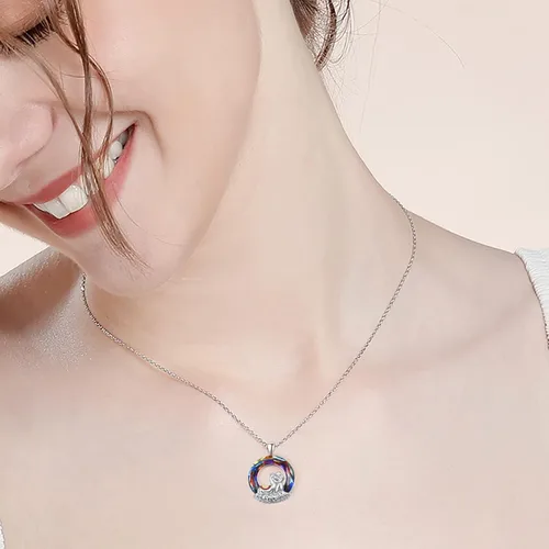Vista 3 de 925 Sterling Silver Crystal Necklace for Women Girls Animal with Crystal Pendant Necklace Birthday Party Friendship Jewelry Gifts