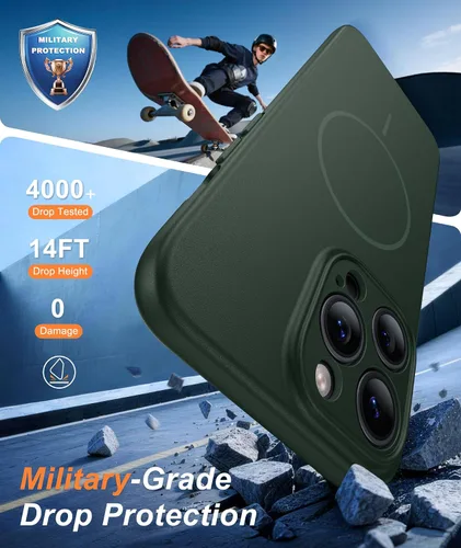 Vista 335 de FNTCASE Funda para iPhone 17 Pro: Fundas delgadas translúcidas de color azul claro compatibles con MagSafe, protección completa de la cámara