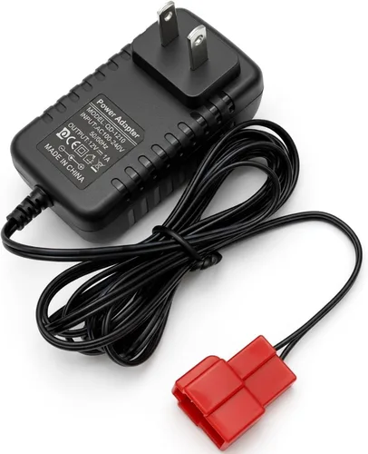 Vista 8 de Cargador de batería de 12 voltios, adaptador de corriente de 1000 mA con enchufe cuadrado rojo e indicador LED, para juguetes de plomo de 12 V