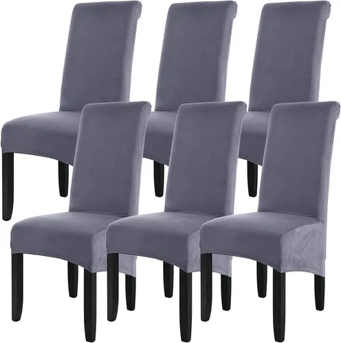 Vista 20 de ele ELEOPTION Fundas grandes de terciopelo y elastano para silla, fundas protectoras suaves y elásticas para silla, extraíbles y lavables para Negro
