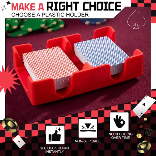 Vista 5 de Tarjetero giratorio de 360° para 2 barajas, bandeja de clasificación organiza plástico para accesorios de juegos (rojo)