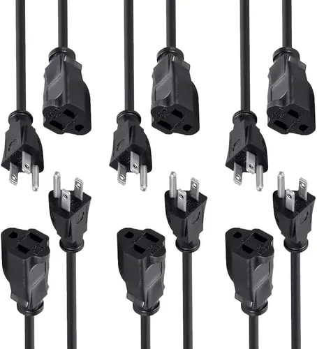 Vista 11 de Monoprice 105296 Cable de extensión de alimentación de 1 pie, 16 AWG, 13A (NEMA 5-15P a NEMA 5-15R), negro - 13A