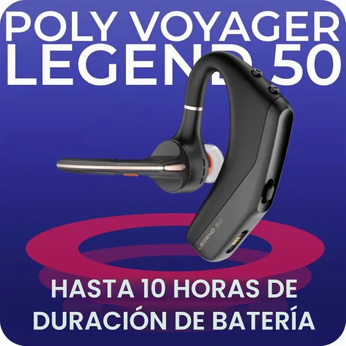 Vista 6 de Poly Voyager Legend 50-M - Auriculares Bluetooth, funda de carga, cancelación de ruido alimentada por IA, tecnología WindSmart de 4 micrófonos