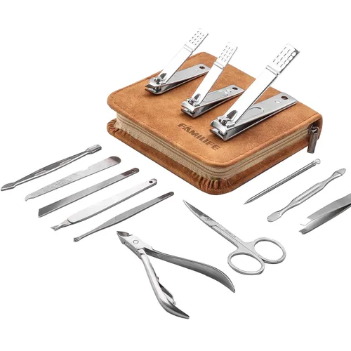 Vista 12 de FAMILIFE Kit de Uñas, Juego de Manicura Profesional Kit de Manicura Juego de Cortaúñas, 13 en 1 Juegos de Pedicura de Acero Inoxidable Herramienta