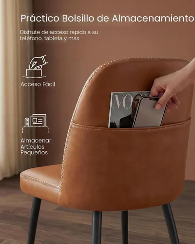Vista 7 de VASAGLE - Juego de 2 sillas de comedor tapizadas para cocina
