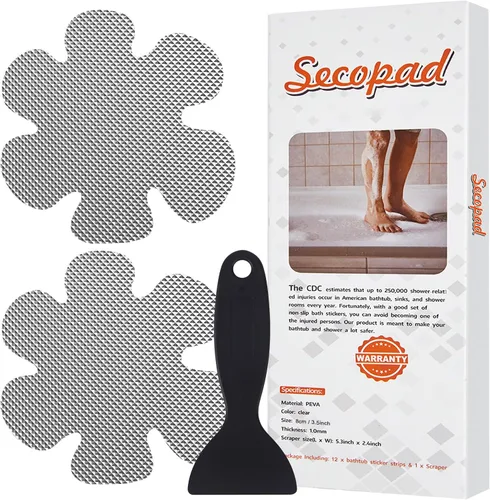 Vista 10 de Secopad Calcomanías para bañera antideslizantes, 24 piezas de peldaños de ducha de seguridad con raspado premium (negro)