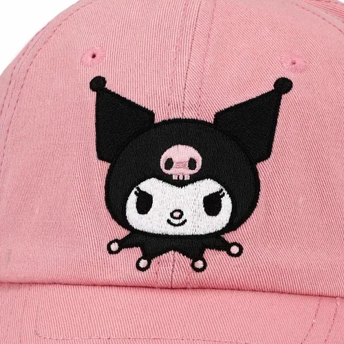 Vista 5 de Bioworld Kuromi - Gorro de sarga de algodón rosa bordado Gris