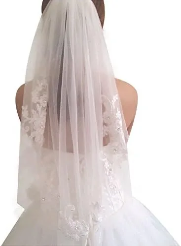 Vista 4 de RULTA - Velo de novia con cuentas de cristal 1 nivel