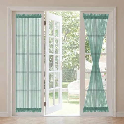 Vista 44 de H. Versailtex Lino Natural y Poly semi-láminas Premium suaves y ricos materiales paneles de cortina con abrazadera ajustable para patio Gris