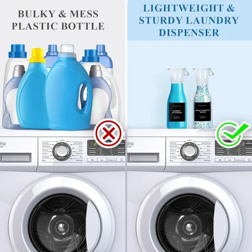 Vista 4 de Botella Dispensadora de Detergente para Ropa de 20 oz con Etiqueta Impermeable para Detergente de Ropa, Jabón, Suavizante de Telas, Blanqueador