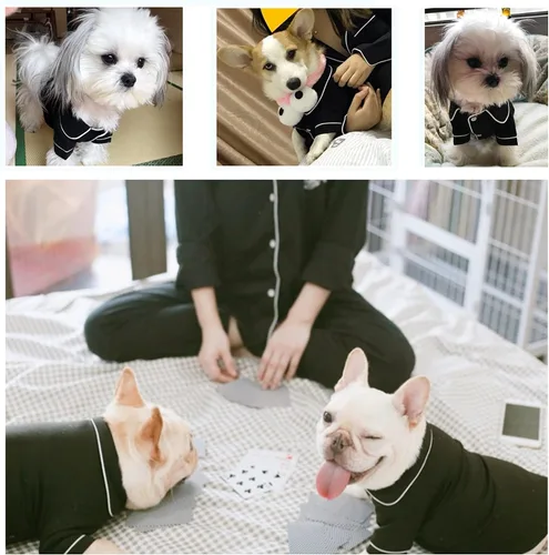 Vista 5 de Pijamas para perros pequeños, niños y niñas, ropa de cachorro, camisa rosa, pijamas de algodón suave, transpirable, ropa para mascotas, ropa