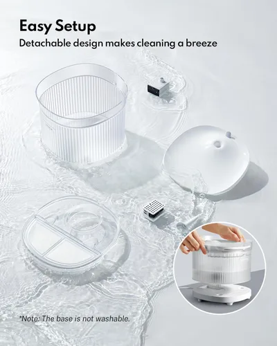 Vista 3 de Fuente de agua para gatos con bomba inalámbrica HomeRunPet - Diseño desmontable para fácil limpieza, dispensador de agua para múltiples gatos