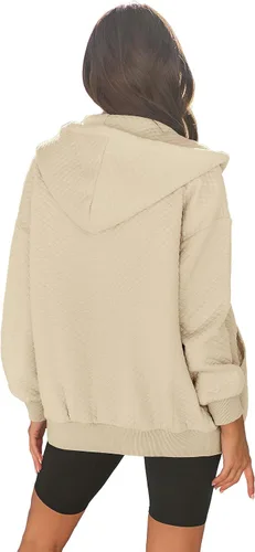 Vista 3 de MEROKEETY Sudadera de manga larga con cremallera y bolsillos para mujer
