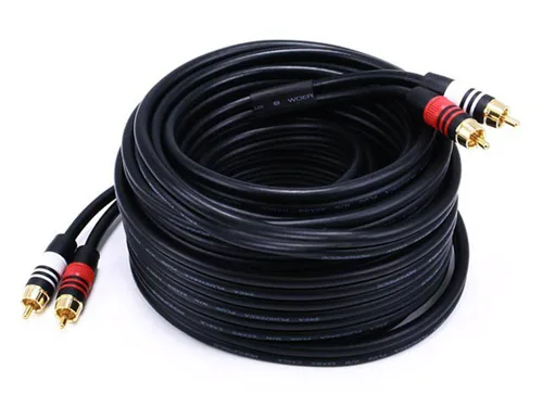 Vista 10 de Monoprice Cable de audio de dos canales de alta calidad, 2 conectores RCA a 2 conectores RCA, macho a macho, 22 AWG, 25 pies, negro