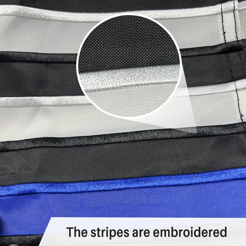 Vista 3 de AMZFLAG Bandera de jardín de línea azul fina de 12 x 18 pulgadas, banderas bordadas de jardín de policía para exteriores, bandera americana pequeña