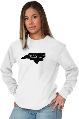 Vista 17 de North Carolina State Map Shape Souvenir NC Camiseta de manga larga para hombres y mujeres