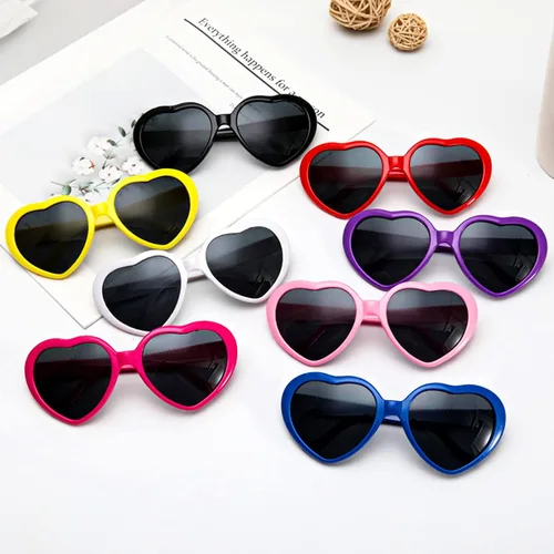Vista 3 de YQVIE Gafas de sol en forma de corazón con efecto de corazón para mujer, cambio de luz, efecto de corazón, lentes de difracción para suministros