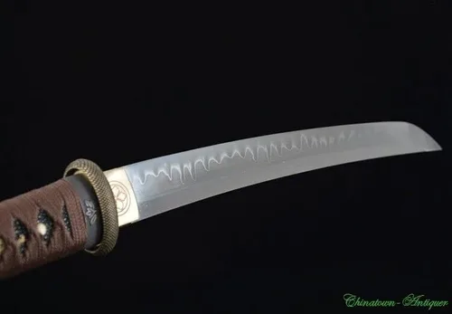 Vista 4 de GLW Espada corta japonesa Wakizashi Katana T10 hoja de acero templado afilado #2192