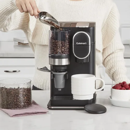 Vista 3 de Cuisinart Cafetera de una sola porción + molinillo de café, depósito extraíble de 48 onzas, filtro de café negro DGB-2 y GTF en tono dorado, cono
