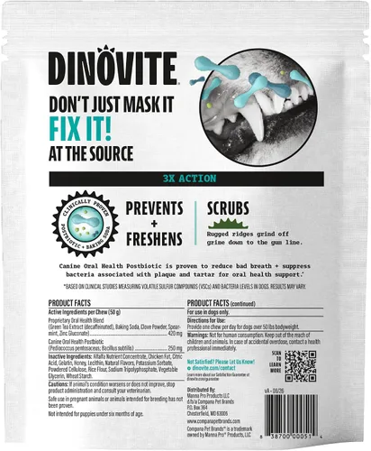 Vista 10 de Dinovite - Masticables dentales diarios para perros pequeños, refresca
