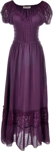 Vista 10 de Anna-Kaci Vestido Maxi de Doncella Campesina Renacentista Inspirado Boho con Manga Corta y Ribete de Encaje Beige