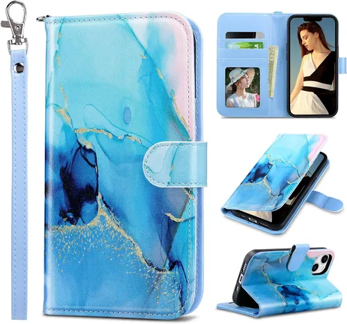 Vista 42 de ULAK Compatible con iPhone 14 Funda Cartera para Mujeres, Cubierta Plegable de Cuero PU Premium con Portador de Tarjetas, Función de Soporte Funda
