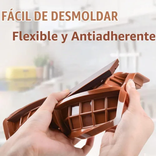 Vista 5 de Molde de barra de chocolate, molde de barra de chocolate Dubai de silicona profunda para chocolate, molde antiadherente grueso para caramelo para 10