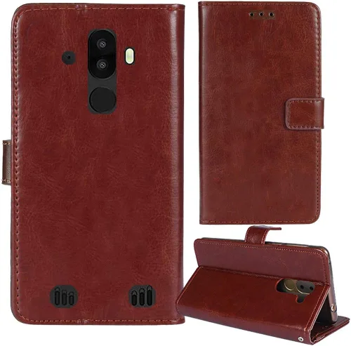 Vista 10 de Stand Premium Retro Business Flip Funda de cuero protector parachoques para BLU Tank Xtreme 5.5 "protección teléfono cubierta piel folio libro Negro