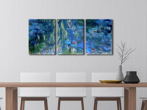 Vista 4 de Wieco Art Impresión en lienzo de nenúfares, reflejos de sauces llorones por Claude Monet, pinturas al óleo, impresiones sobre lienzo, arte de pared