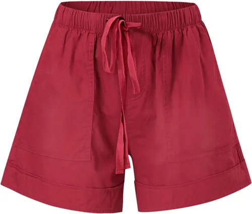 Vista 4 de Pantalones cortos de verano de talla grande para mujer, con cordón, casuales, cómodos, con bolsillo, ajuste holgado, pantalones cortos