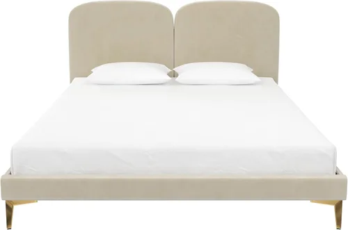 Vista 3 de CosmoLiving by Cosmopolitan Cama tapizada Coco, Queen, terciopelo marfil
