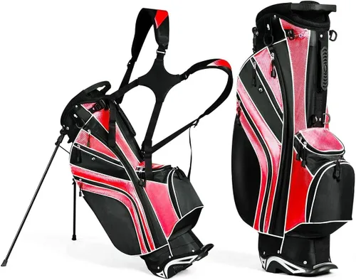 Vista 10 de Mayjooy Golf Stand Bag, Portable Carry Golf Bag w/Ergonomic Dual Straps & 6 Way Top Divider, Lightweight Carry Organizer Pocket w/Umbrella Ring Negro