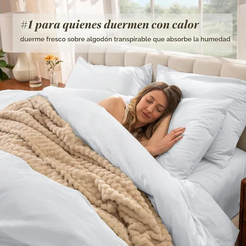 Vista 3 de Bare Home 100% Organic Cotton Percale Duvet Cover Set (Twin/Twin XL, White)
