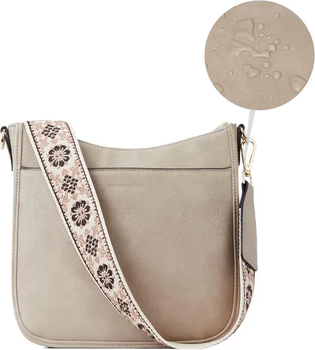 Vista 8 de BOSTANTEN - Bolsos bandolera para mujer, de cuero vegano moderno, estilo hobo, con correa ancha para el hombro