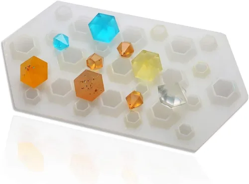 Vista 8 de 2 moldes de silicona con gemas de diamante 3D, molde de silicona transparente para hacer proyectos de manualidades de resina epoxi Silicona