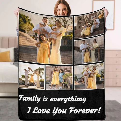 Vista 18 de YESCUSTOM Manta personalizada con fotos y texto, Manta familiar personalizada para adultos, niños y amigos, para cumpleaños, regalo conmemorativo