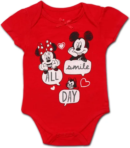 Vista 3 de Disney Girl's 3-Pack Minnie Mouse Short Sleeve Bodysuit Creepers, Pink