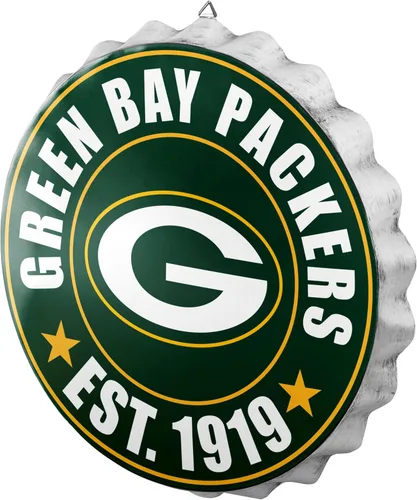 Vista 18 de NFL Team Logo Metal Hanging Wall Bottle Cap Sign
