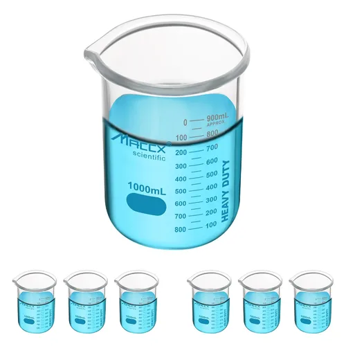 Vista 9 de Vaso de vidrio resistente de 3.4 onzas (3.4 fl oz), 3.3 Griffin de borosilicato de forma baja con graduación impresa, paquete de 4, BKL100-004