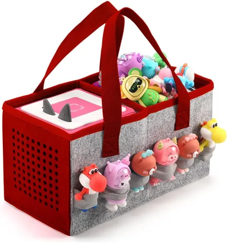 Vista 10 de Estuche de transporte Pisosn para juego de iniciación Toniebox y figuras Tonies, bolsa plegable de tela de fieltro para juguetes musicales de viaje