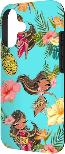 Vista 2 de Hula - Funda para iPhone 17, diseño de Hawaii, para niñas, color azul turquesa